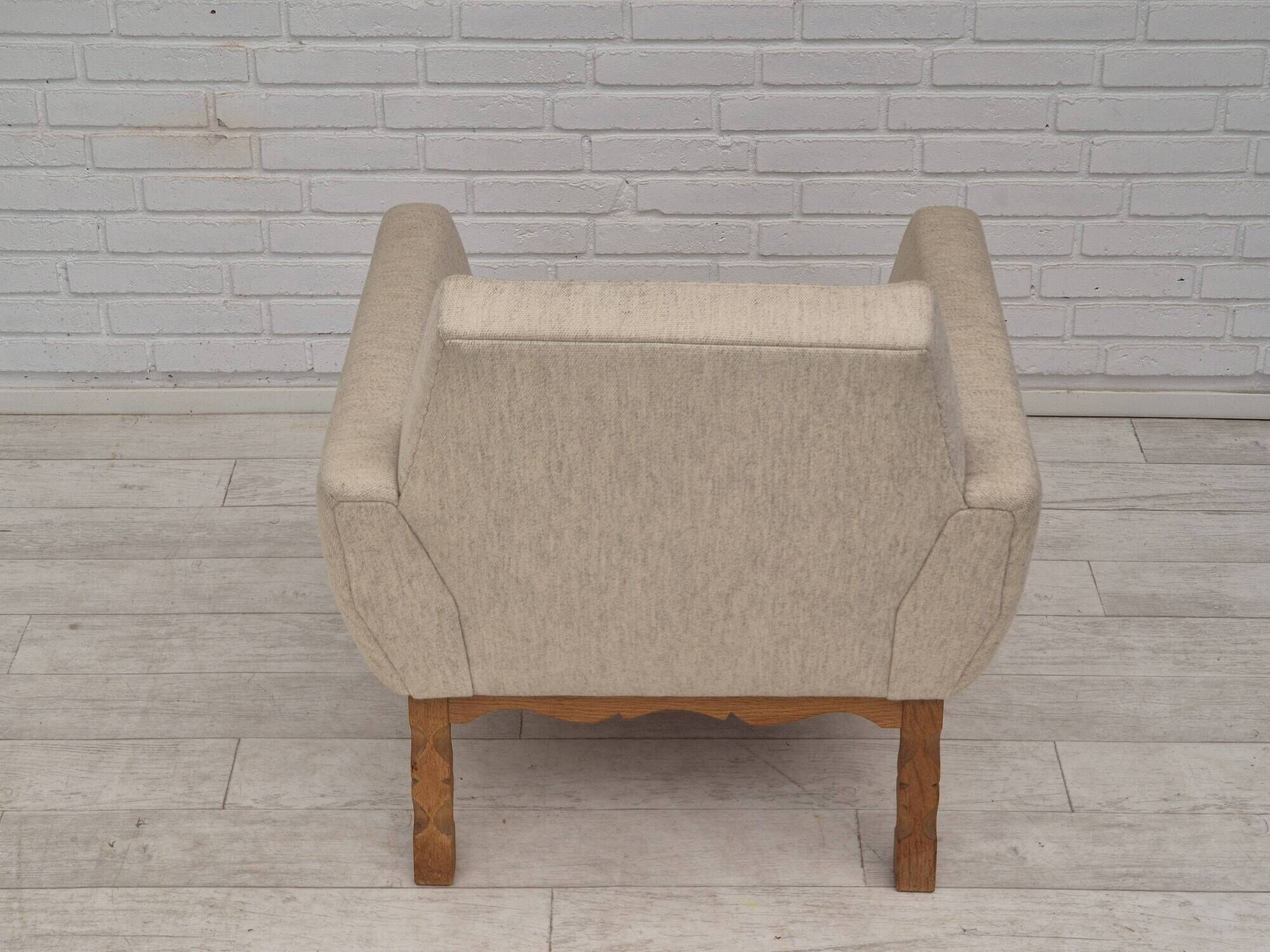1970s, Danish lounge chair, furniture wool, oak wood, original condition.