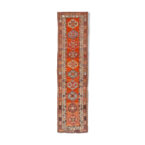 Handwoven rustic anatolian red runner carpet 93 cm x 374 cm