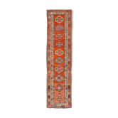 Tapis rouge anatolien rustique tissé à la main 93 cm x 374 cm