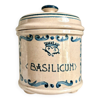 “BASILICUM” apothecary jar in glazed ceramic