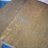 Set of 4 carved wooden stepladder chairs, pharmacy, brutalist, mountain style