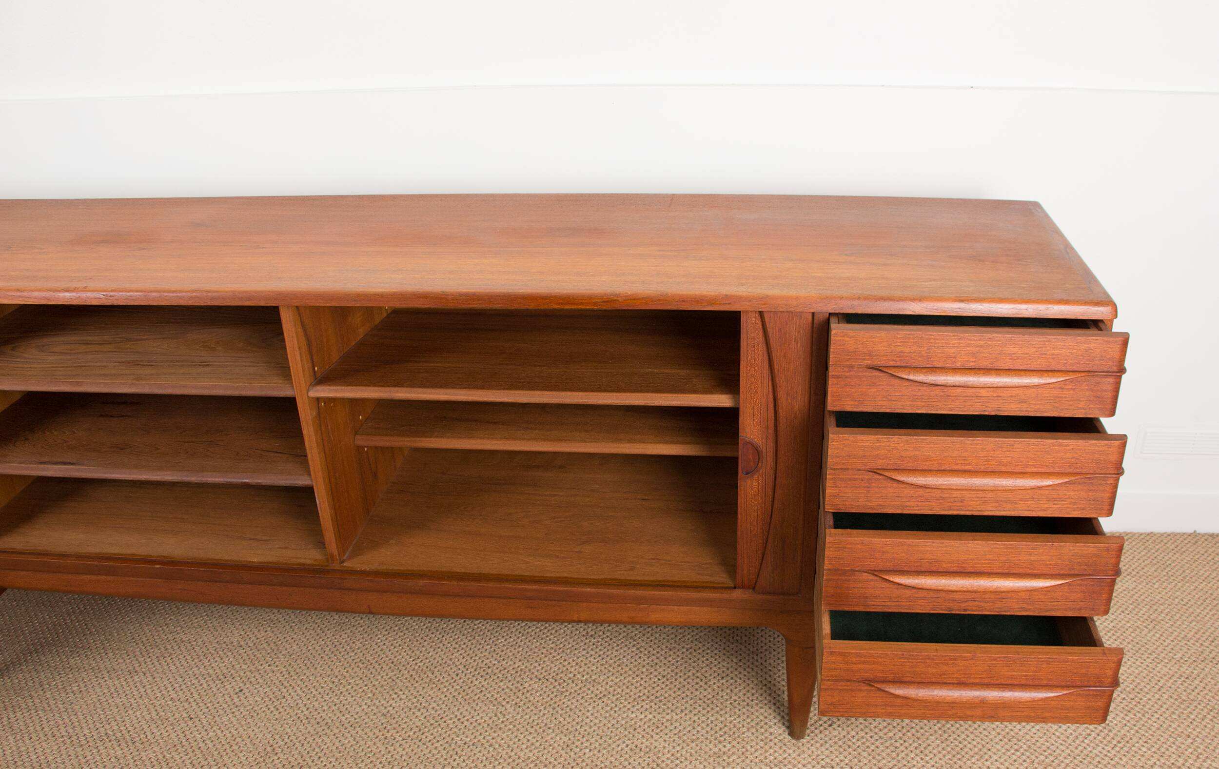 Large Danish sideboard in teak model U15 by Johannes Andersen 1965.