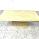 Travertine and brass coffee table by Fedam, 1970s