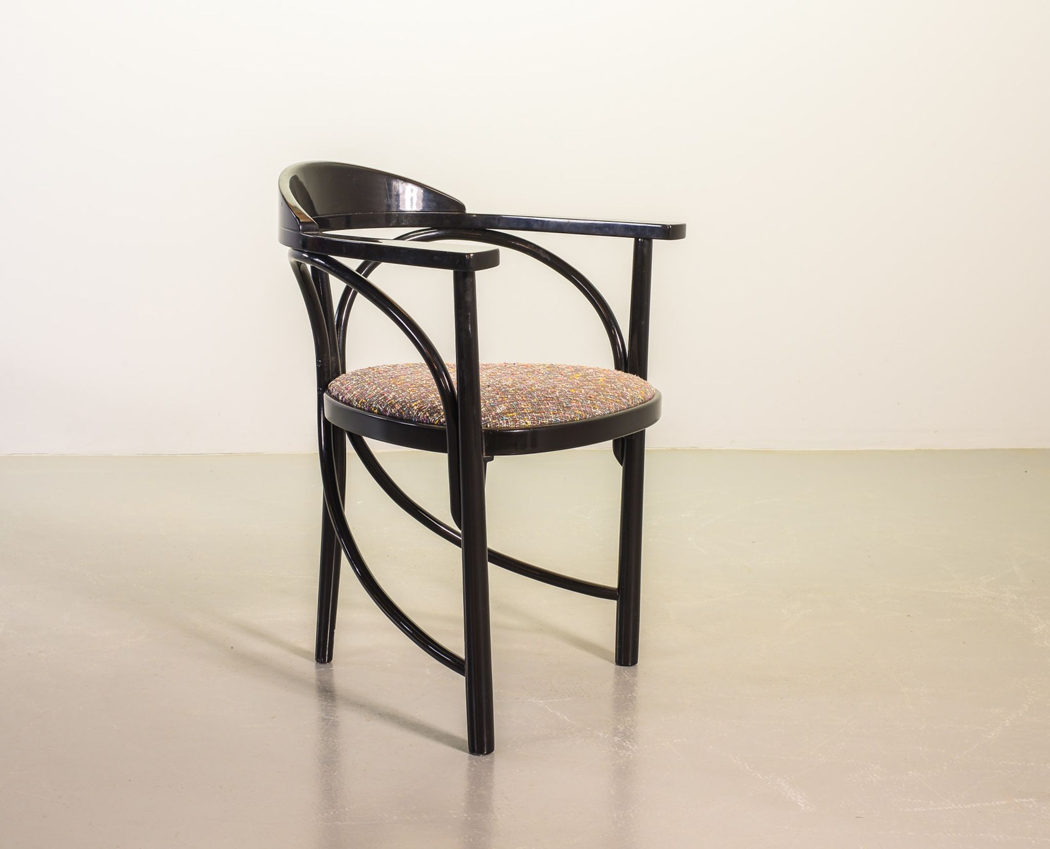 4 Wooden Black Lacquered Thonet Triangle Dining Chairs Model 87, 1980s