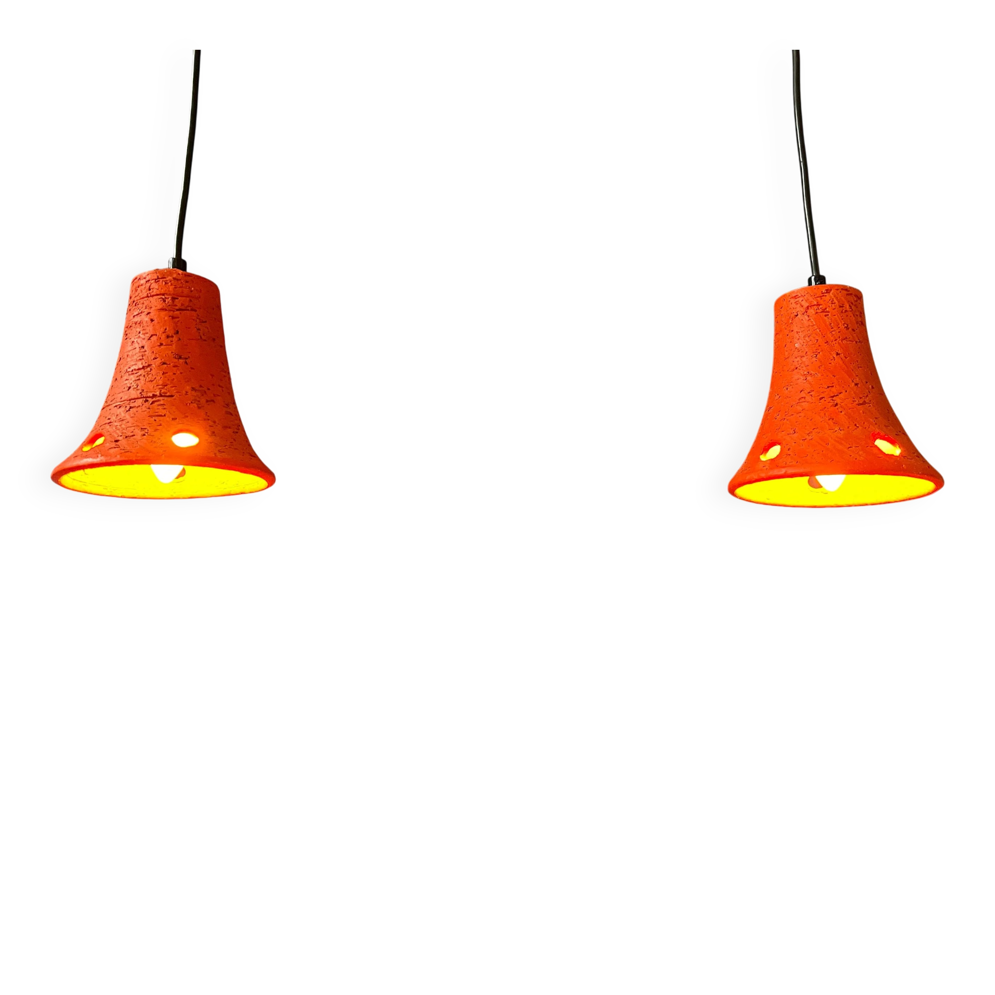 2 retro ceramic orange pendants