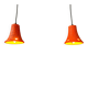 2 retro ceramic orange pendants