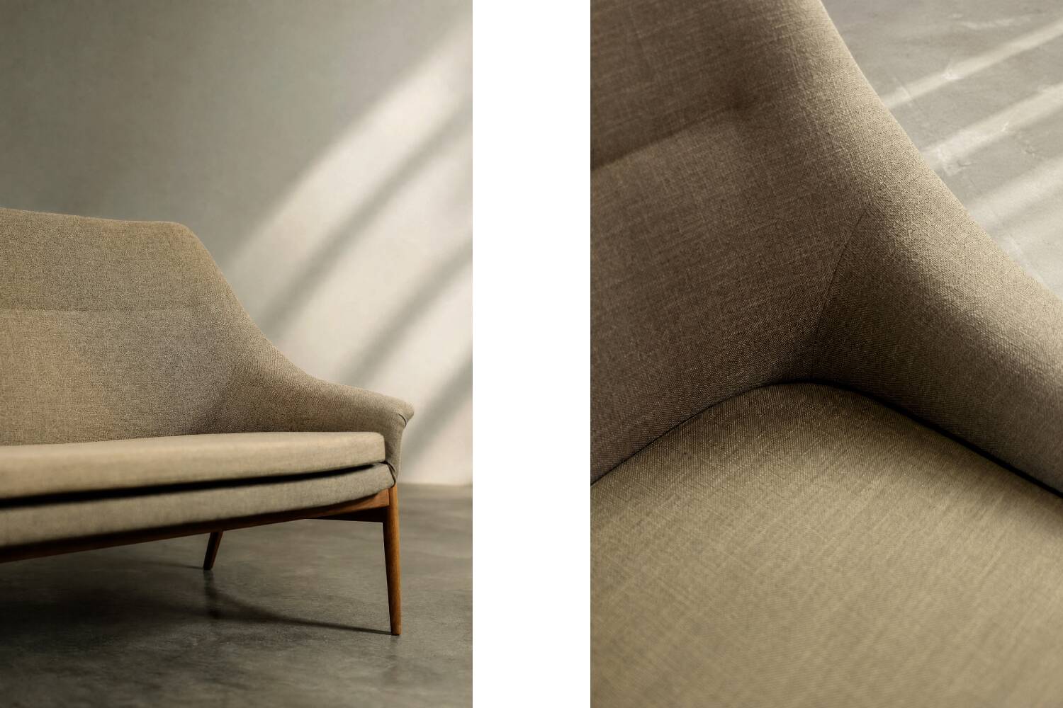 Mid-Century Scandinavian Modern 2Seater Brown Fabric Grace Sofa  from Ikea