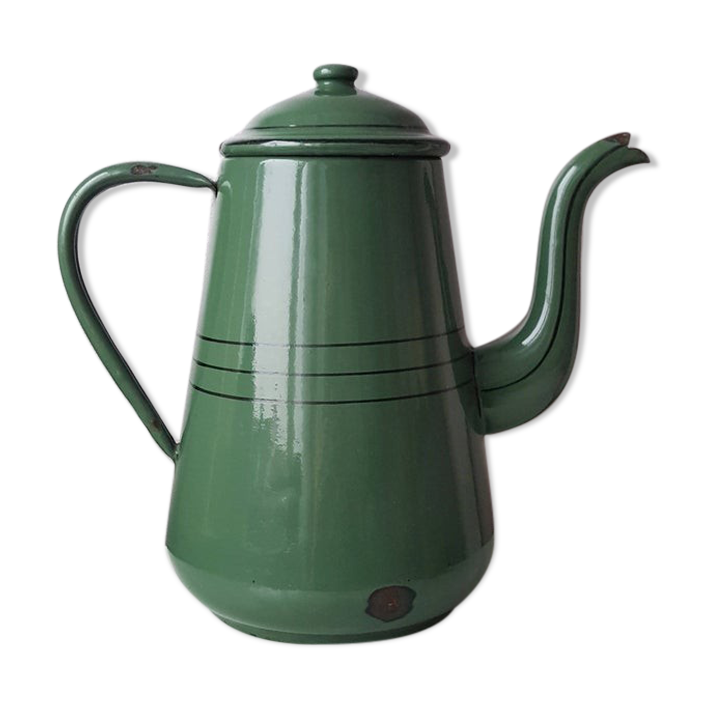 Vintage pitcher in green enamel 1960
