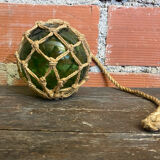 Old Fishing Floater Marine Glass + Vintage Net Rope