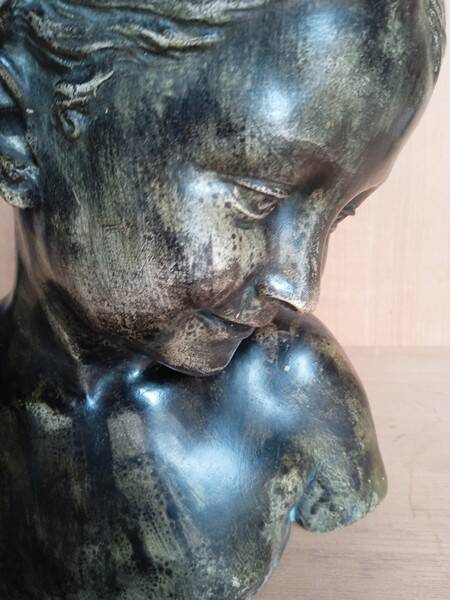 JBPigalle bust La Rieuse plaster signed