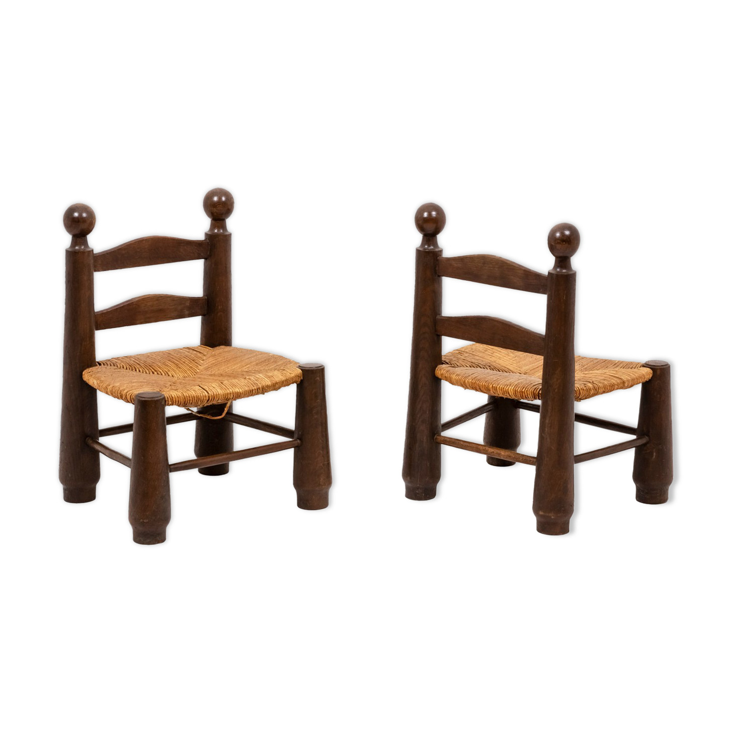 Pair of straw chairs, 1940s