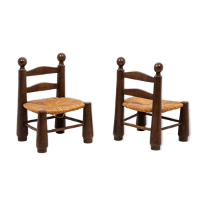 Paire de chaises en paille,