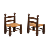 Paire de chaises en paille, années 1940