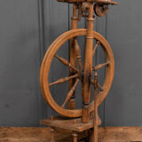 Rouet ancien en bois tourné 1900