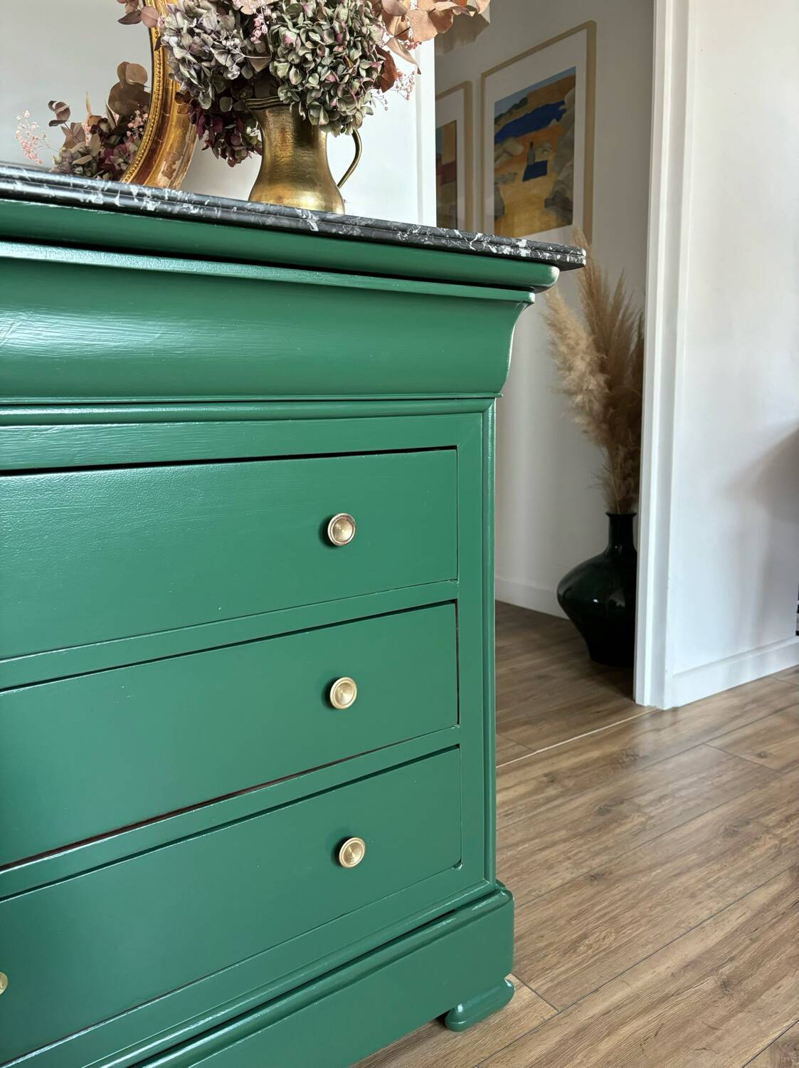 Commode Louis Philippe bois massif plateau marbre