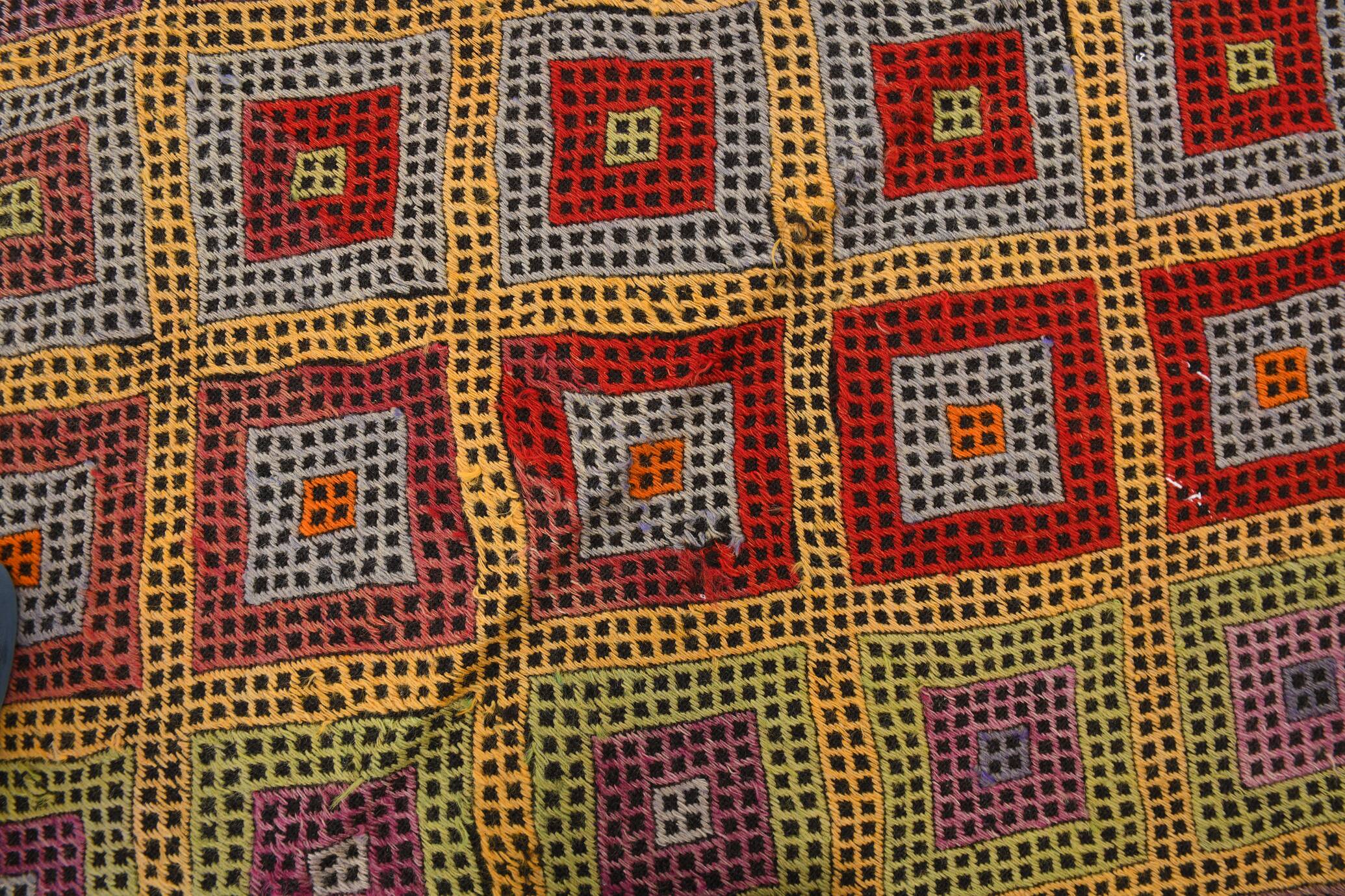 5x8 Yellow & Red Handmade Kilim Rug, 150x247Cm