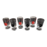 Lot de 6 verres liqueur Cavalier Luminarc transparents décor cerise années 70