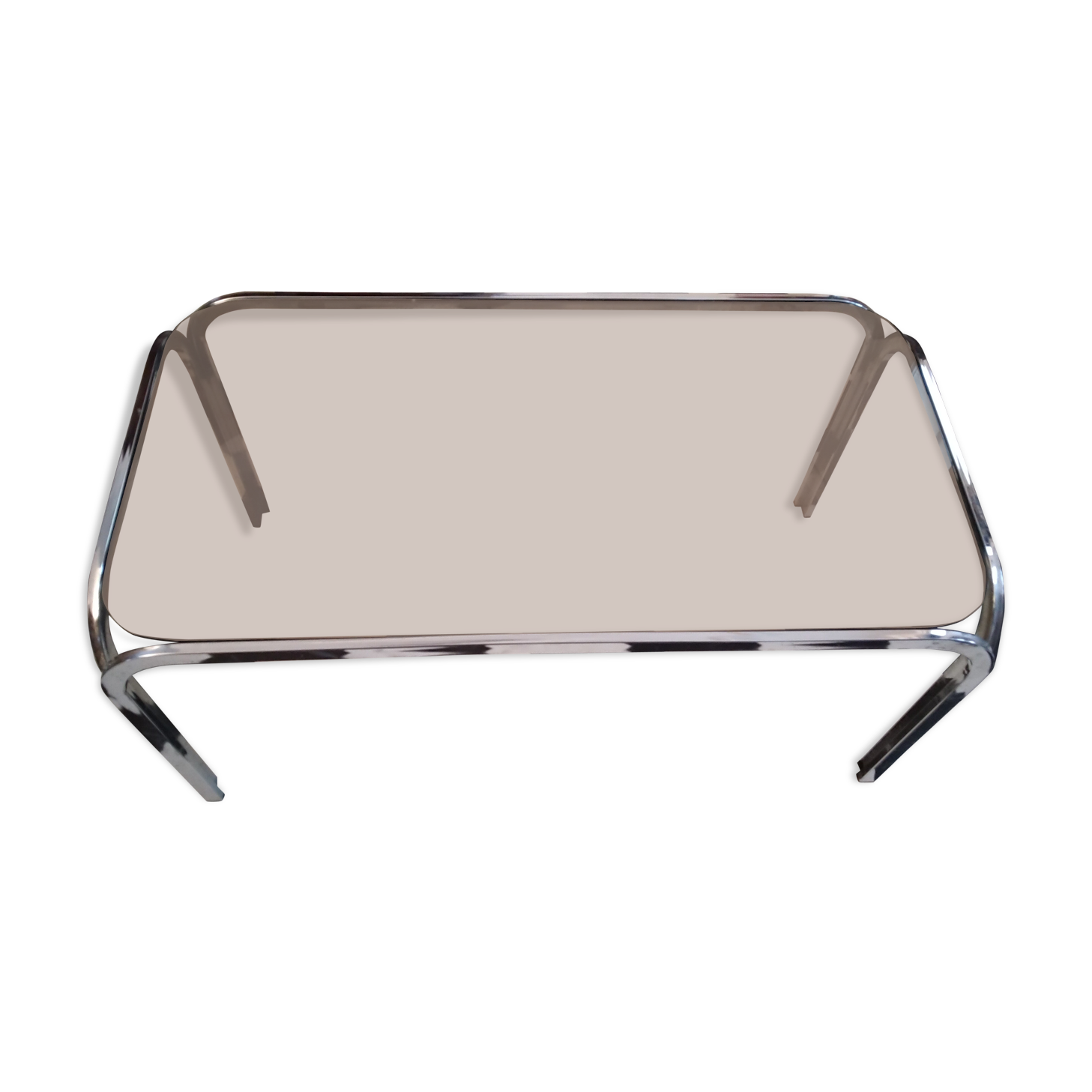 Vintage coffee table in glass and chrome