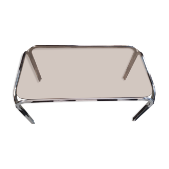 Table basse vintage verre et chrome