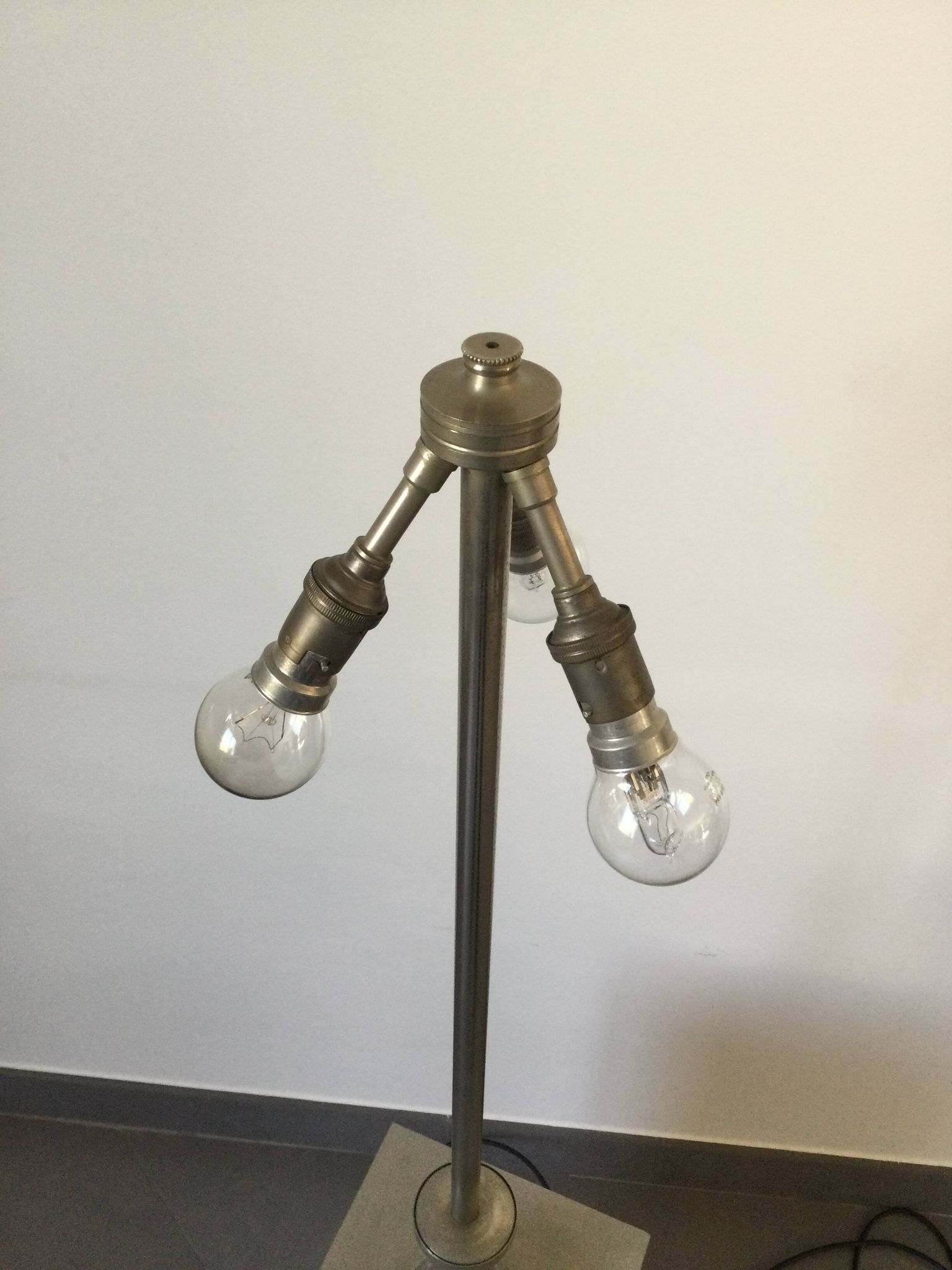 Lampe carrée en laiton chromé, 1970