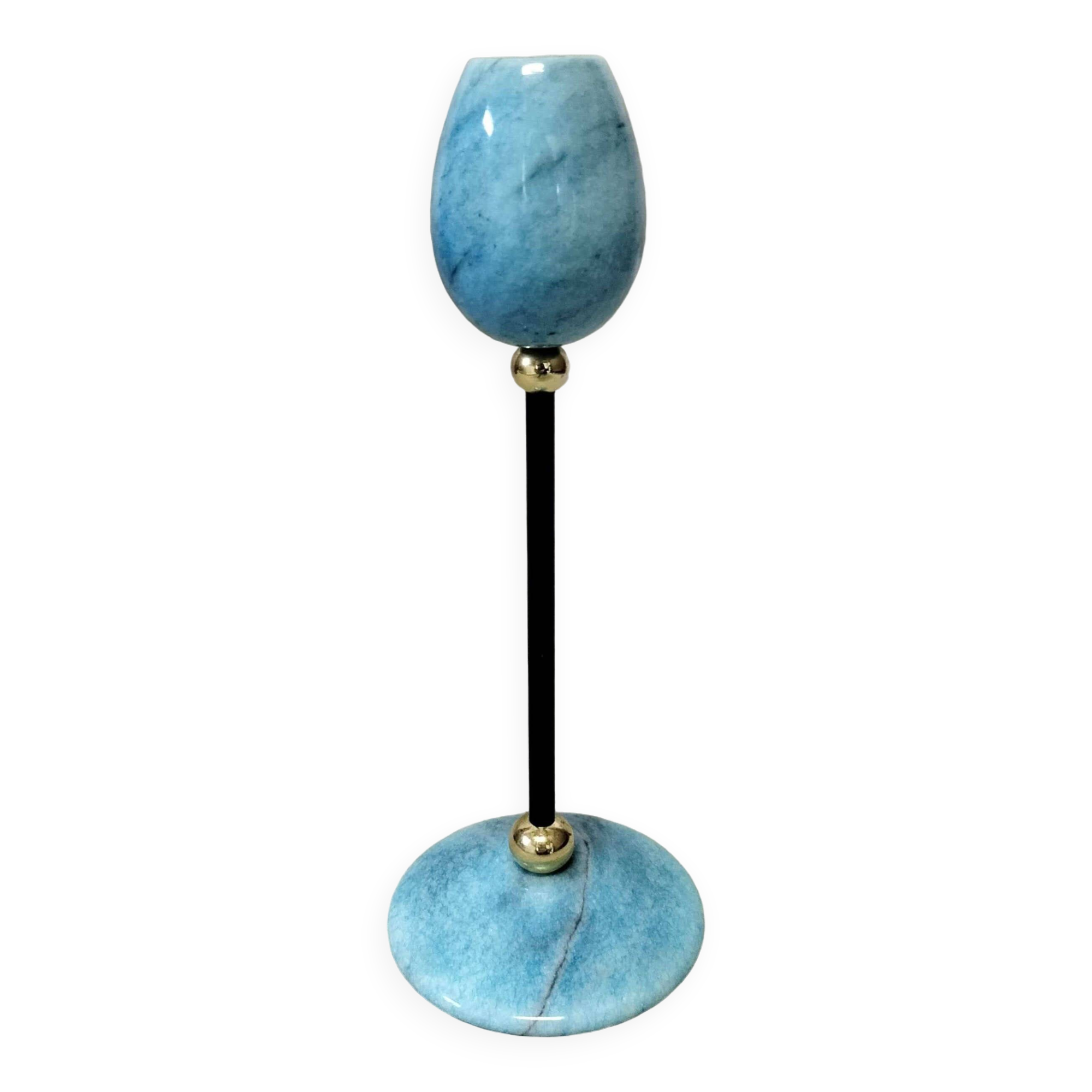 Blue marble candle holder