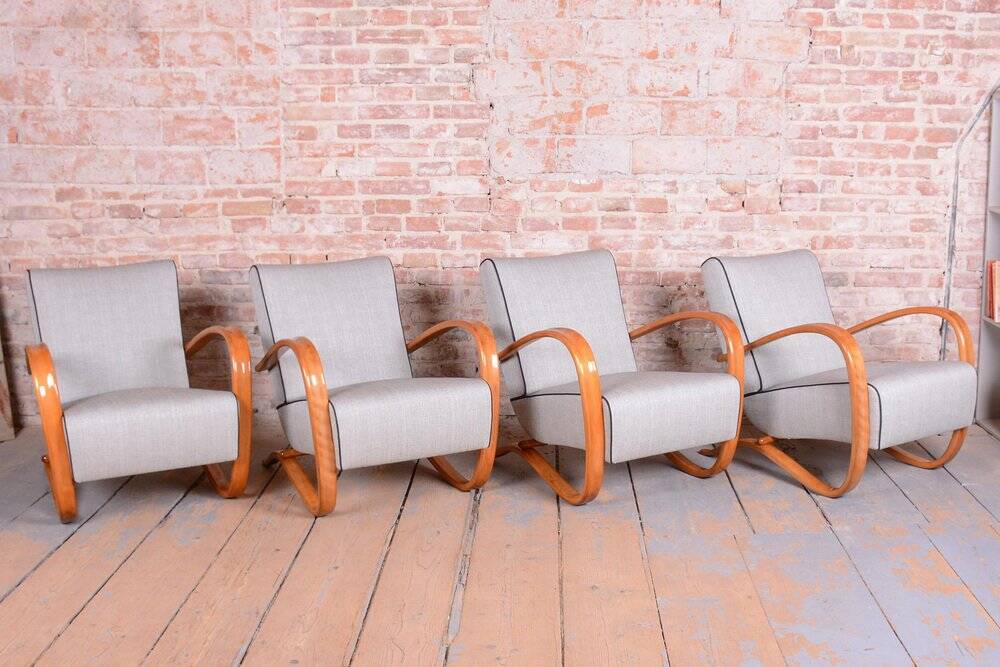 Chaises longues Art Déco H-269 en tchéque par J. Halabala pour Up Závody, années 1930, ensemble de 4
