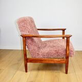 GFM-142 armchair designed by Edmund Homa from the 70s, pink long hair - 2 pieces available