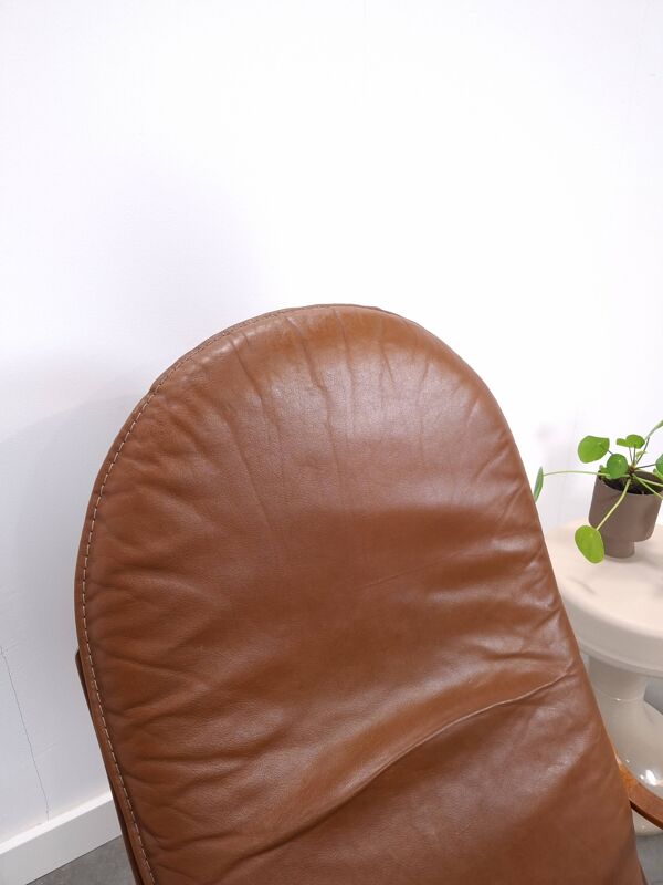 Leren Nonna fauteuil à bascule Paul Tuttle, Strässle, fauteuil à bascule