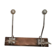 Coat rack in wood and iron 2 heads, vintage, 50s/60s, cloakroom, hook
