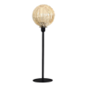 Table lamp with a golden streaked globe shade