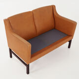 Leather two-seater sofa, 70s Scandinavian design