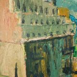 Vibrant Modernist Expressionist - Street Scene With Mid-century Cars