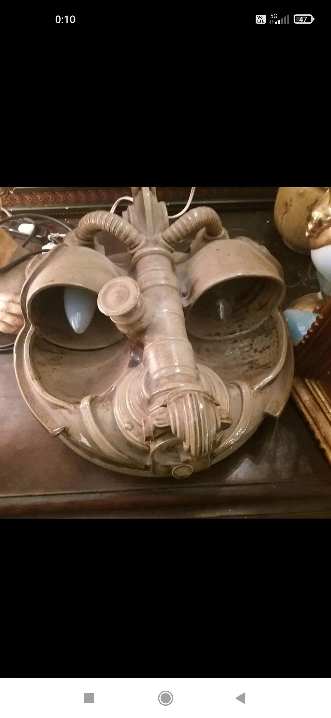 Wall sconce in glazed stoneware "alien head" by Joel Lurois in 1982