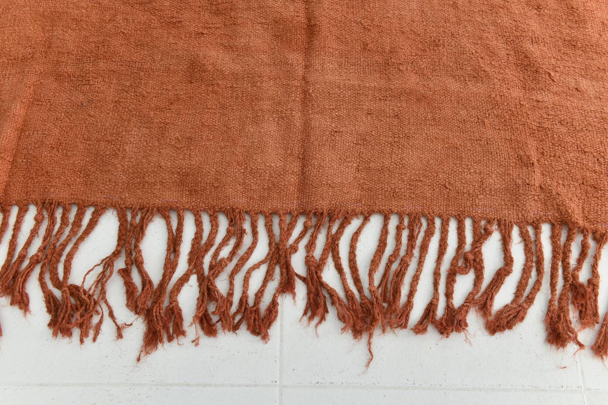 Kilim Turc Vintage Terracotta Uni, Tapis Naturel pour Salon et Chambre