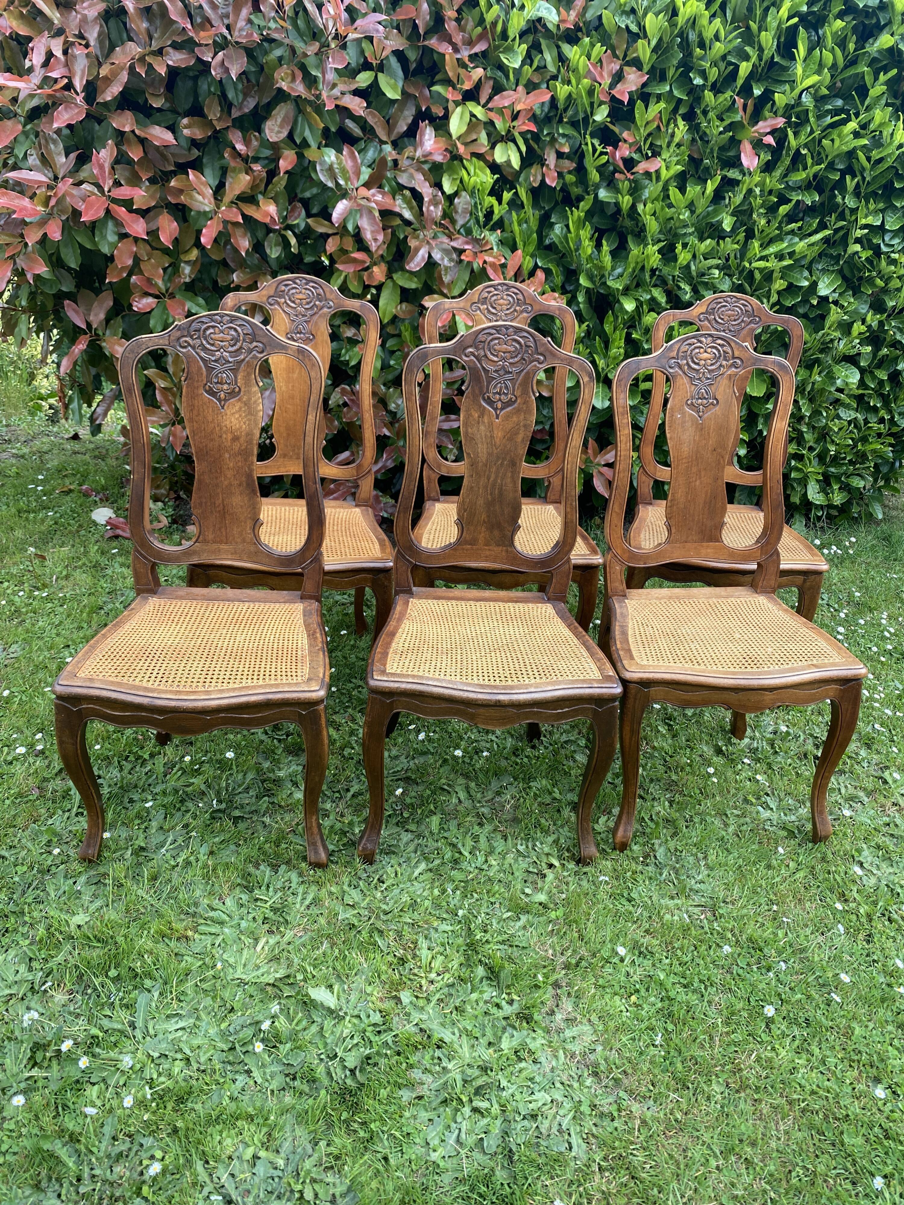 Chairs canned carved backrest
