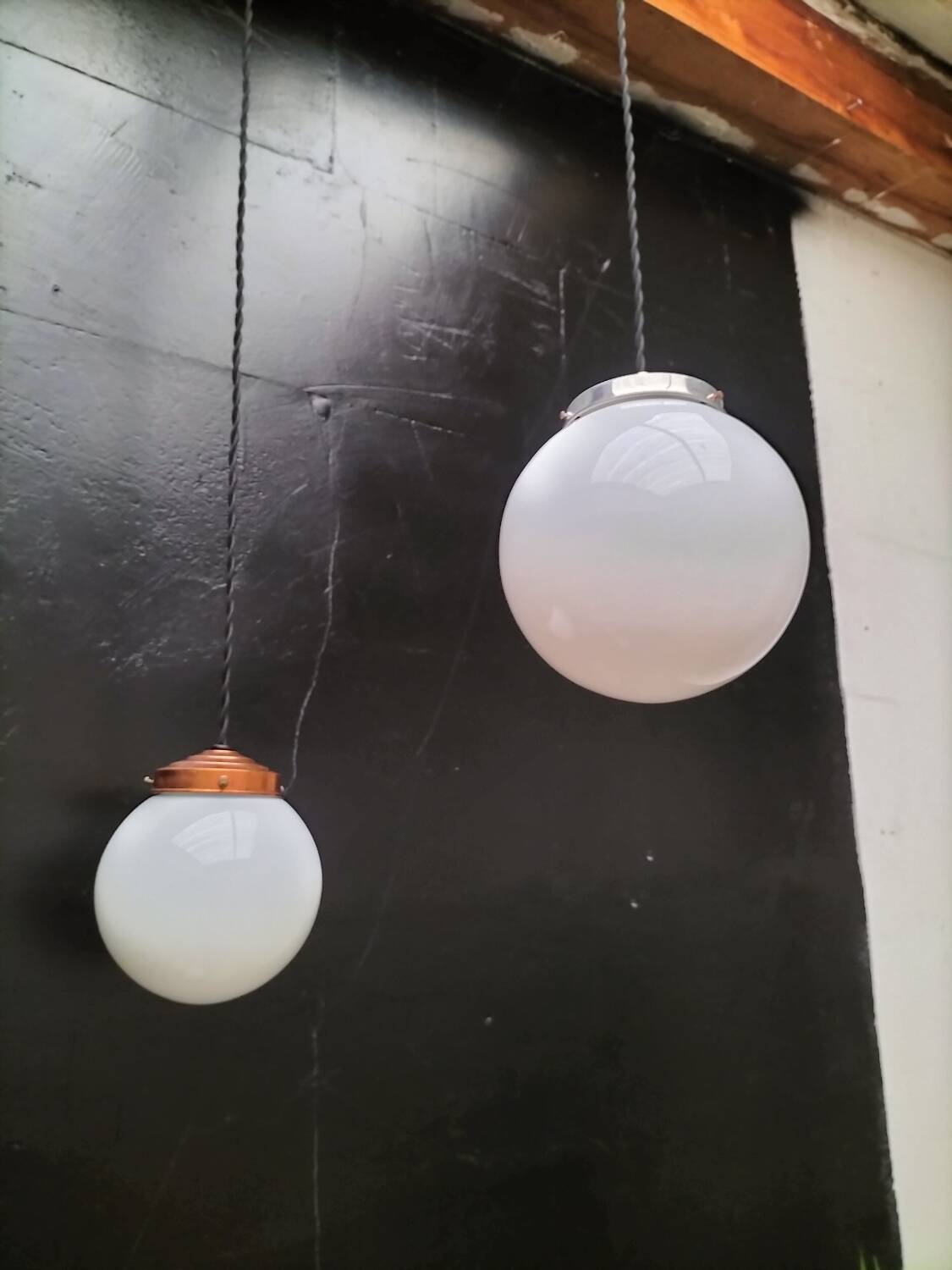 Opaline glass ball pendant lights