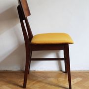 Vintage dining chair from the 1960s, Scandinavian style, wood and fabric.