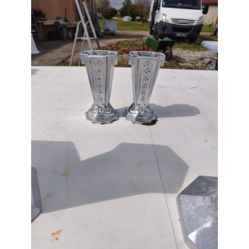 Set of aluminium vases from the 1930s.