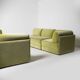 70s style 6-piece modular sofa in green velvet, Germany, circa 1990s