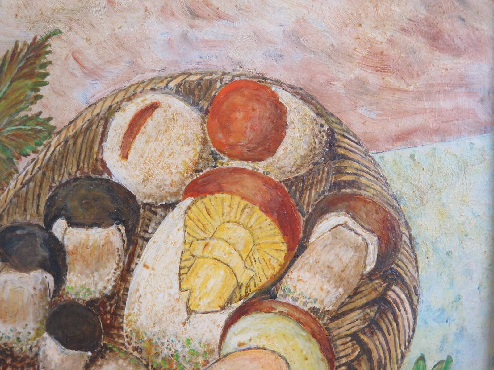 Oil painting still life signed and dated, painted on board with frame B8