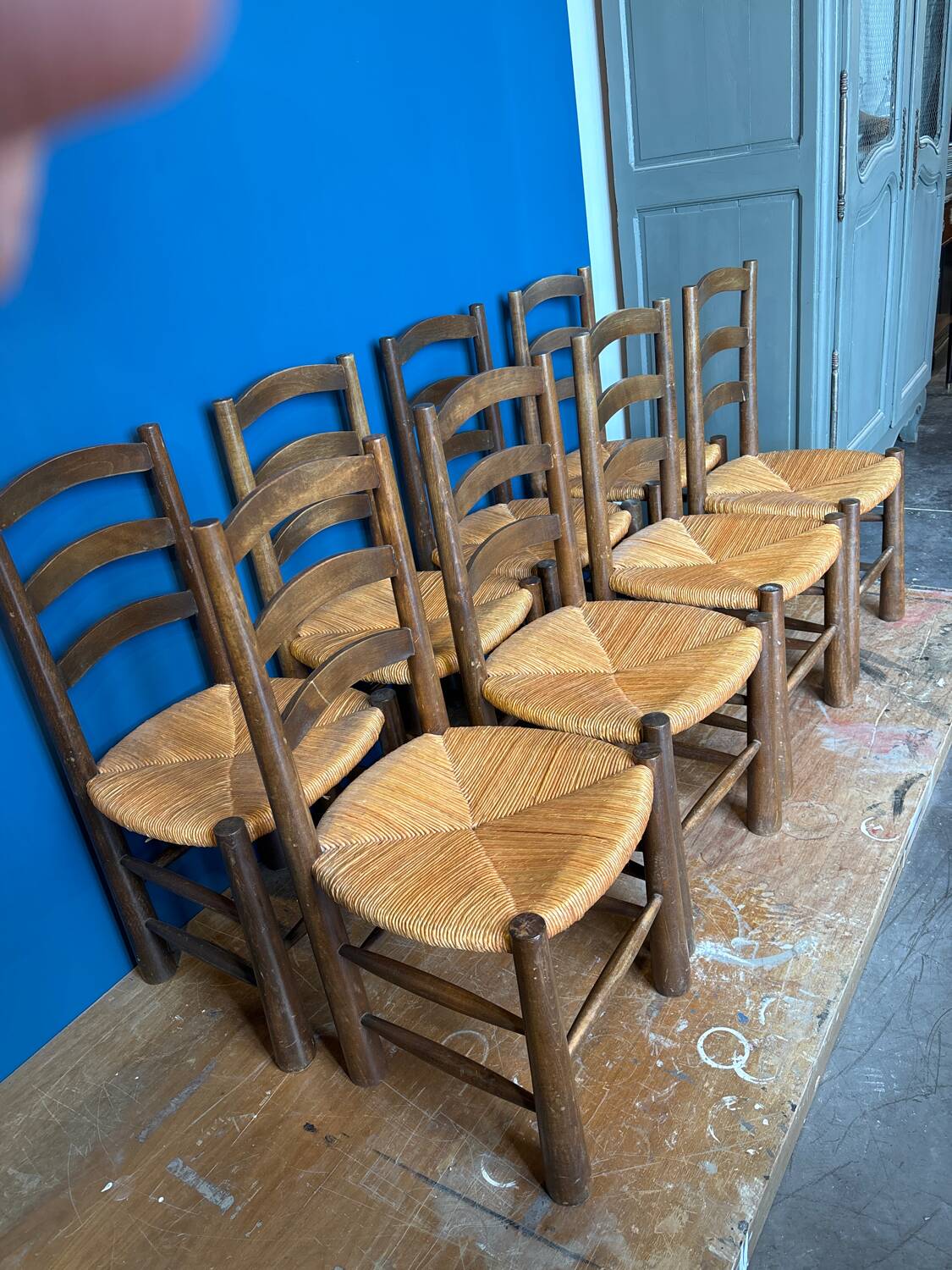 Brutalist straw chair