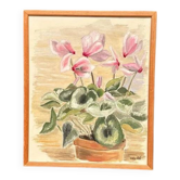 Original Swedish Oil on Canvas – 'Still Life with Pink Flowers' by ADA – Dated 1986 – Signed – Framed