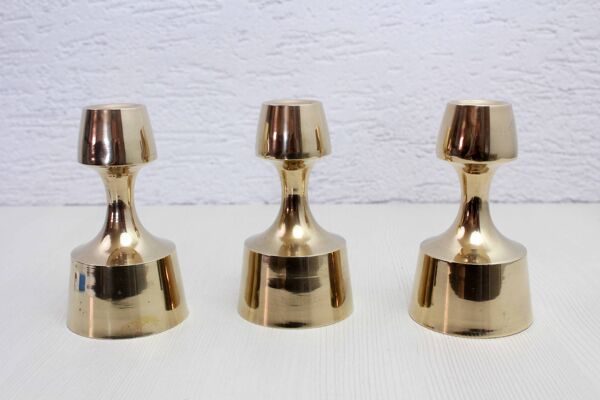Set de 3 bougeoirs scandinaves en laiton