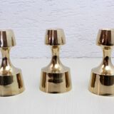 Set of 3 Scandinavian brass candle holders