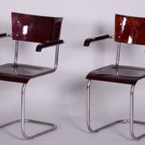 Set of two restored beech bauhaus armchairs by Mart Stam, Robert Slezak, Czechia, 1930s