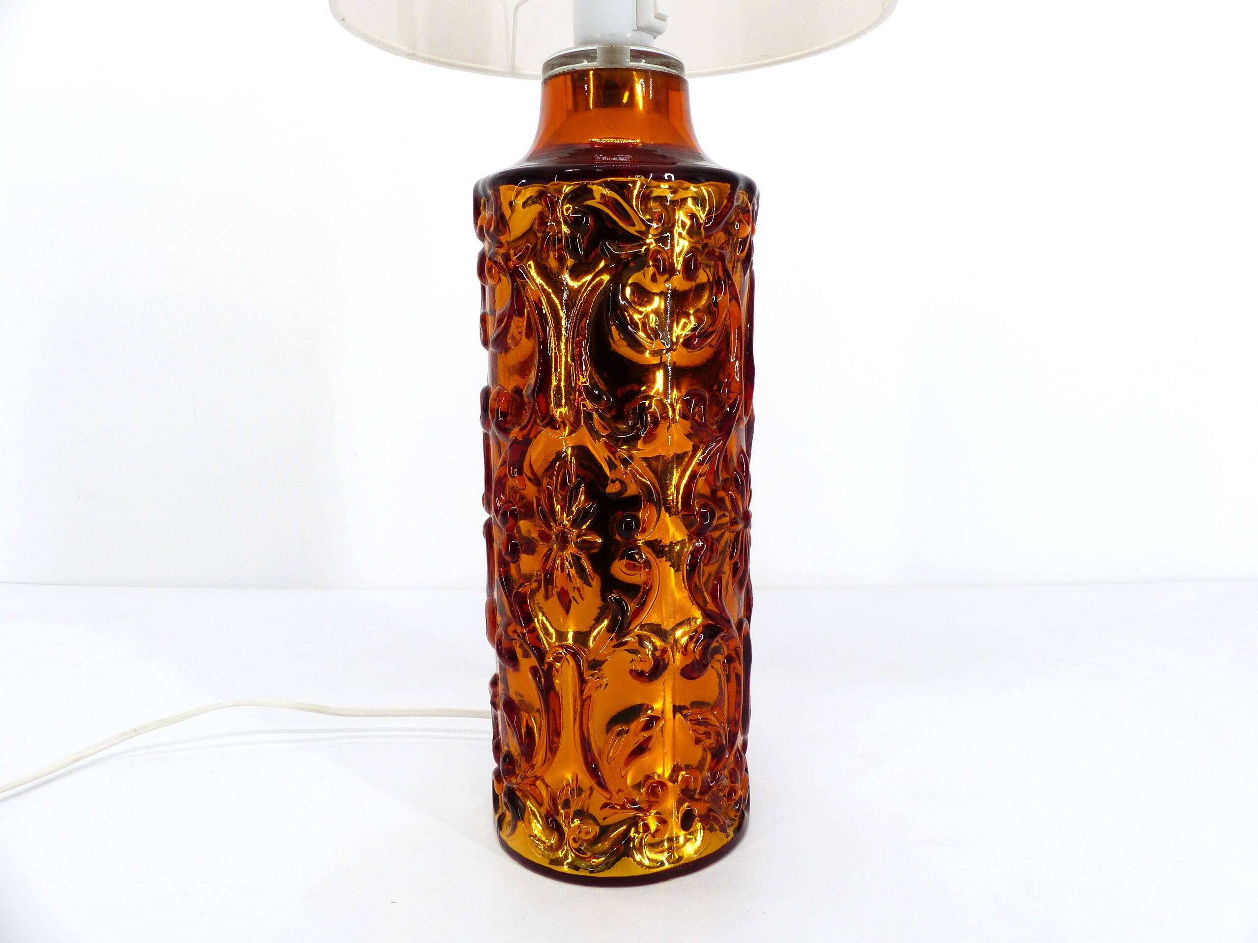 Scandinavian Gustaf Leek lamp in gold églomisé glass Orrefors 1960