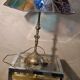 table lamp stained glass tiffany style 1960 has 70 brass and bronze 58x40