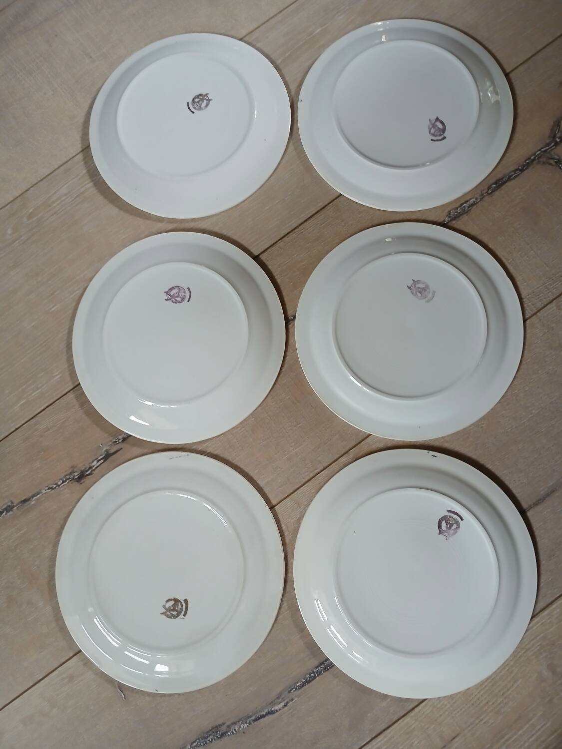 6 vintage Moulin des Loups dessert plates
