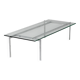 Architectural rectangular coffee table in steel and glass.