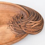 Carved wooden top signed Y. The Meur